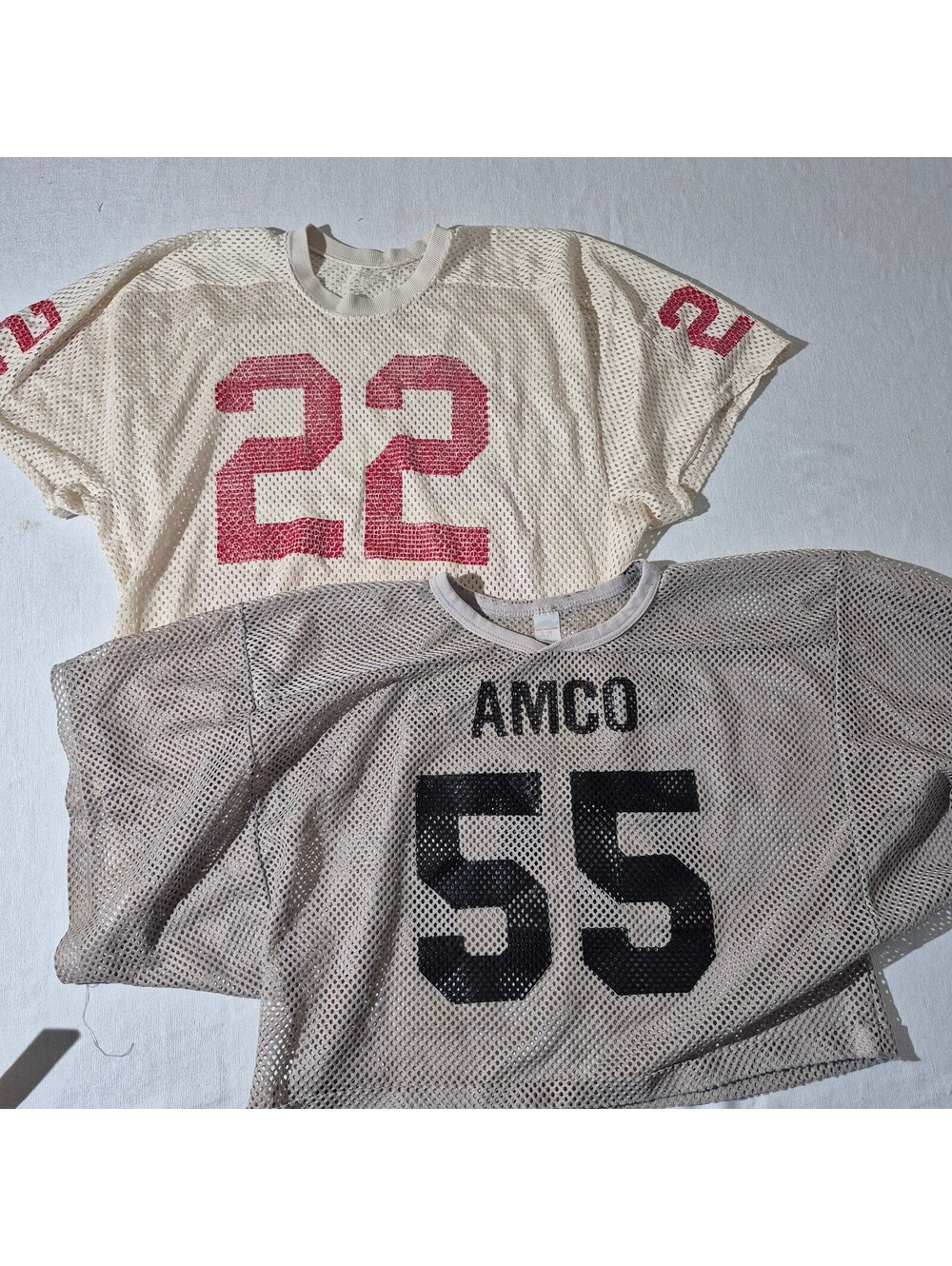 Vintage 80s 90s White Mesh Football Jersey Set Size L-XL USA